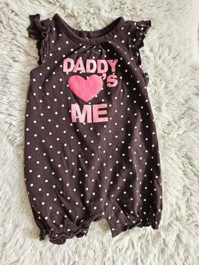 George Baby Girls Romper 3-6 Months Polka Dot Daddy’s Girl Flutter Sleeve🩷